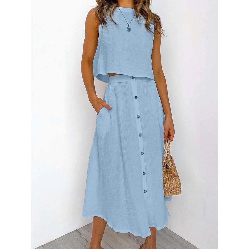 2-Piece Set: Women's Solid Color Casual Dress Outlet Popular