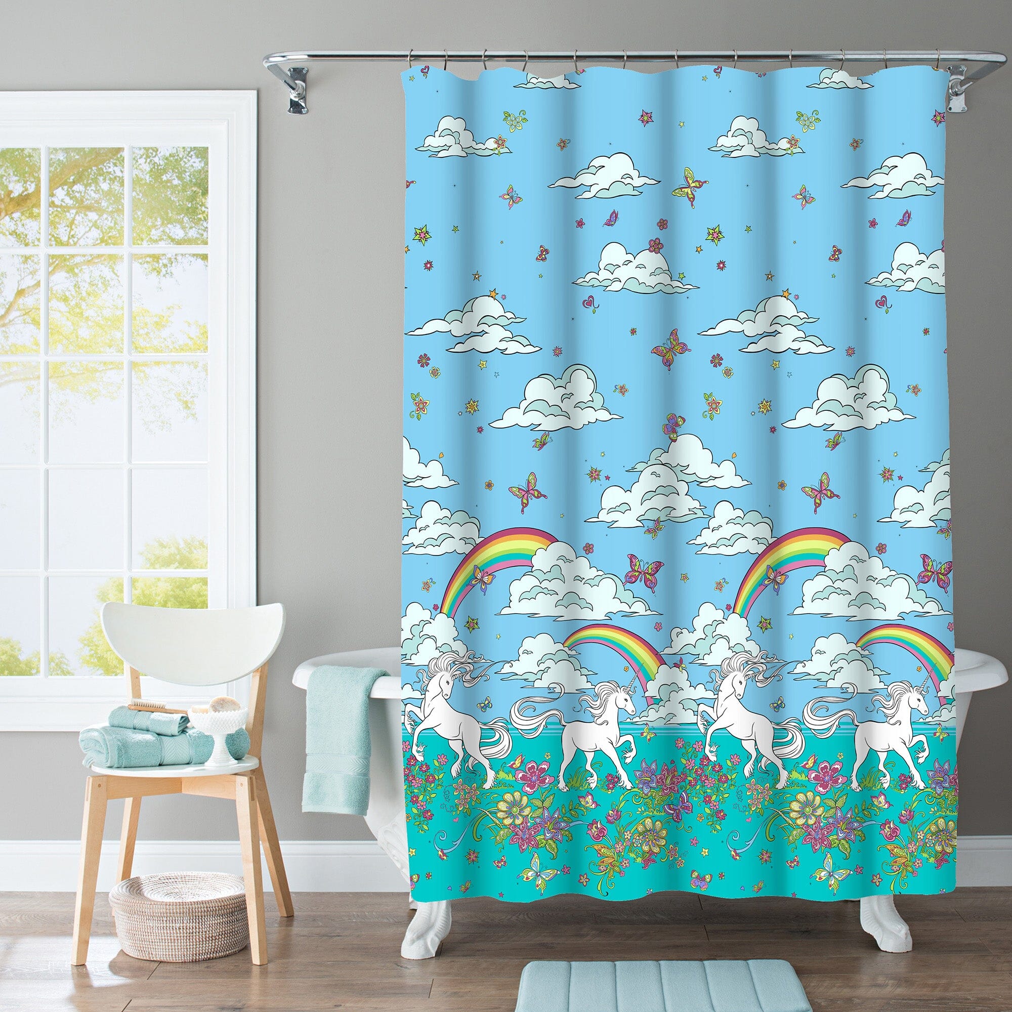 Kidz Mix Unicorn Rainbow Shower Curtain Lowest Pice Cheap Pice