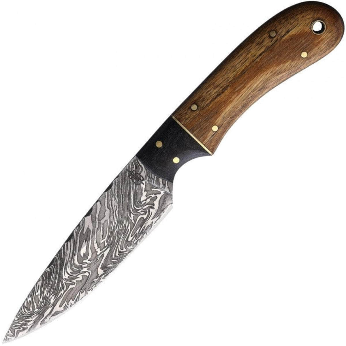 BnB Drop Point Utility Hunter, 4 Damascus Blade, Wood Handle, Sheath - BNB142107 Pay With Paypal Cheap Pice