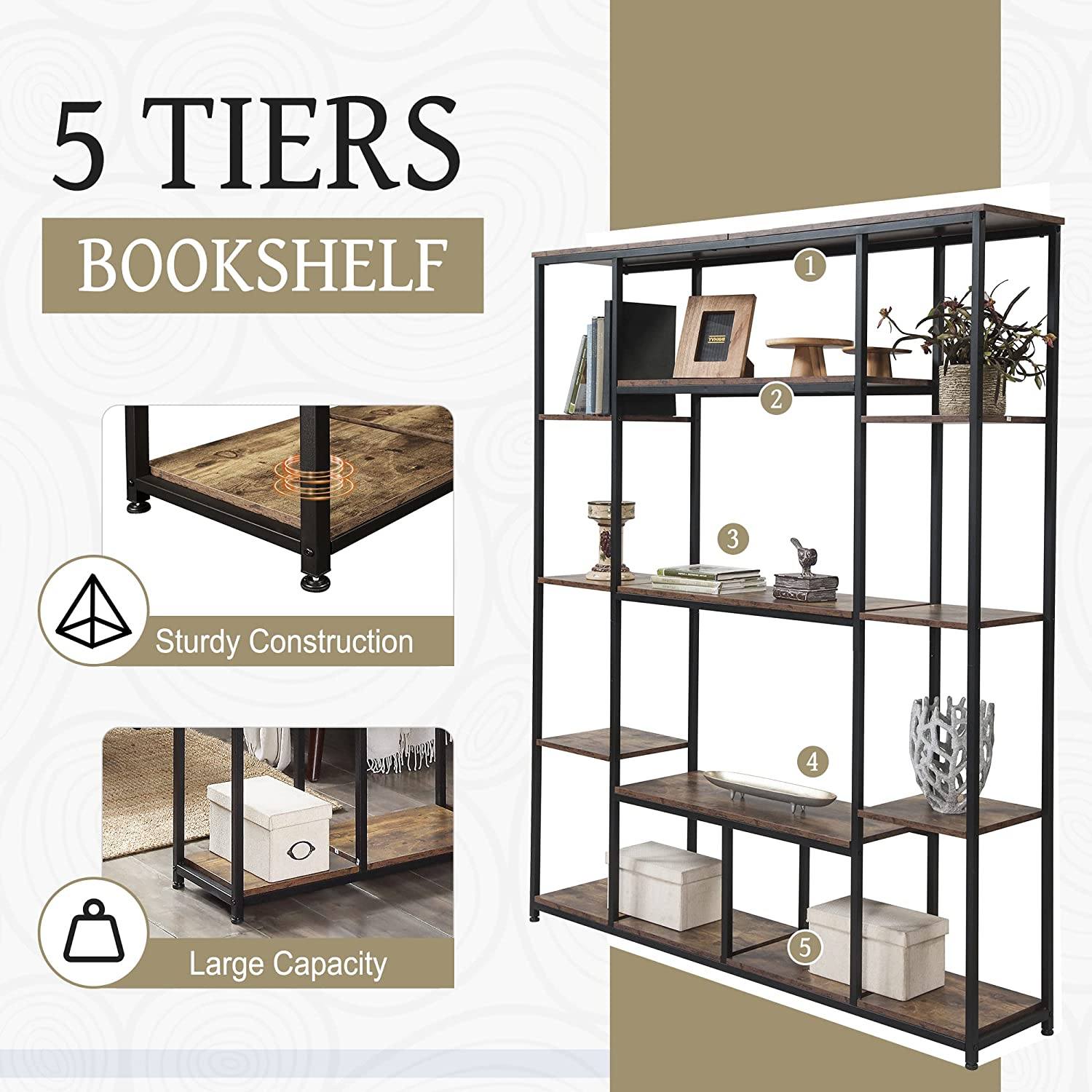 5-Tier Bookcase Bedroom Tall Bookshelf Cheap Eastbay