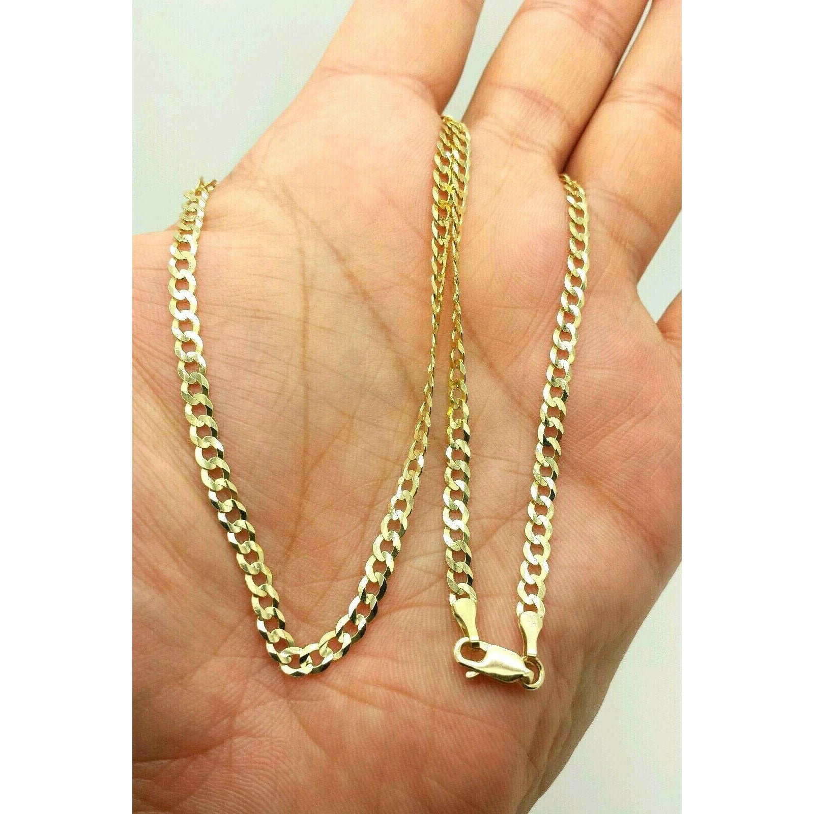 10K Genuine Solid Yellow Gold Cuban Necklace Chain Discount Get To Buy