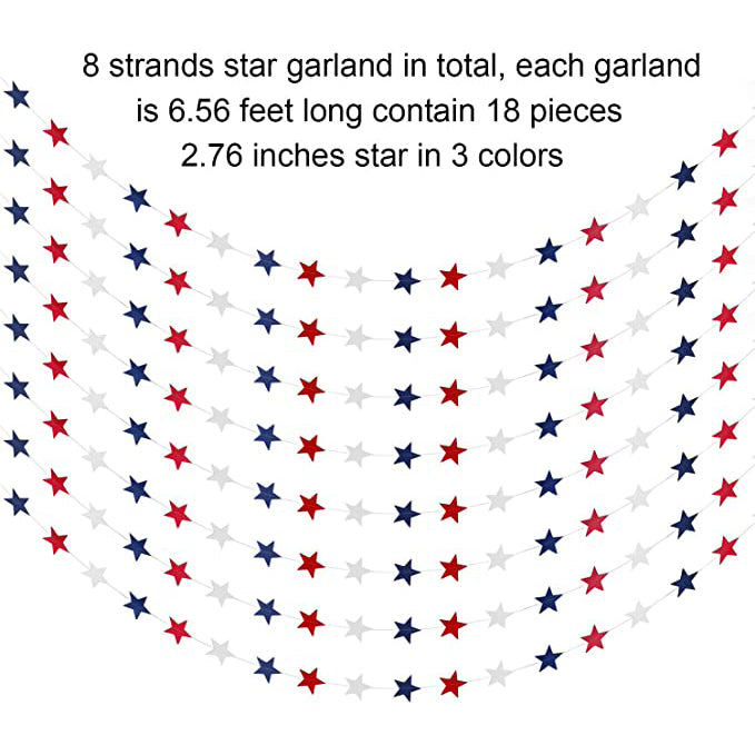 8 Strands Patriotic Star Streamers Banner Garland Where To Buy