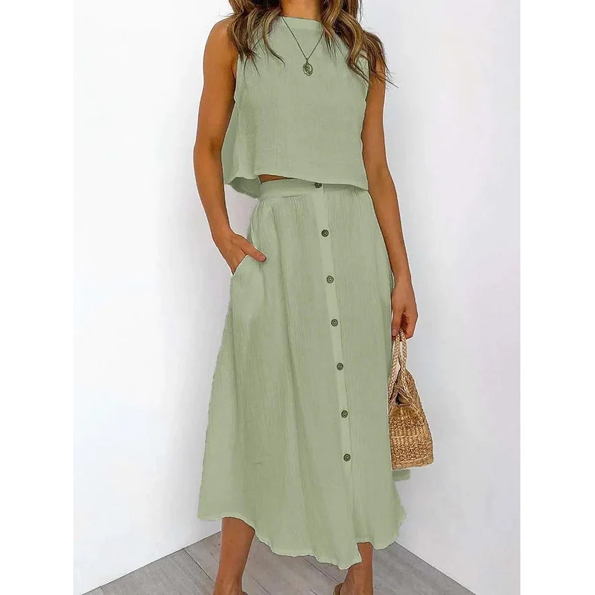 2-Piece Set: Women's Solid Color Casual Dress Outlet Popular