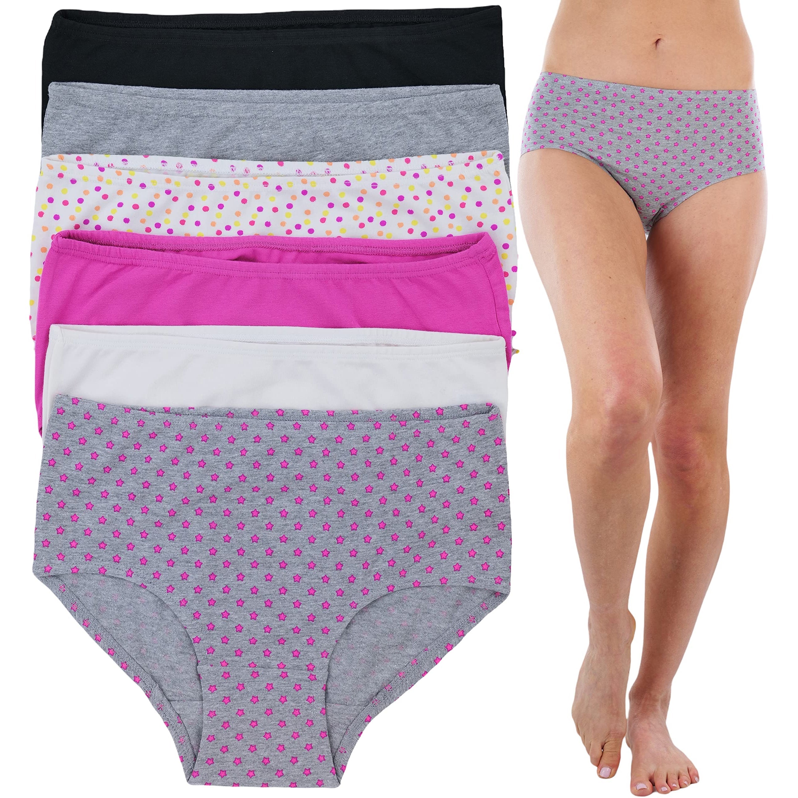 6-Pack: ToBeInStyle Women's High Waisted Solids and Prints Stars and Polka Dots Gridle Panties Fast Delivery For Sale