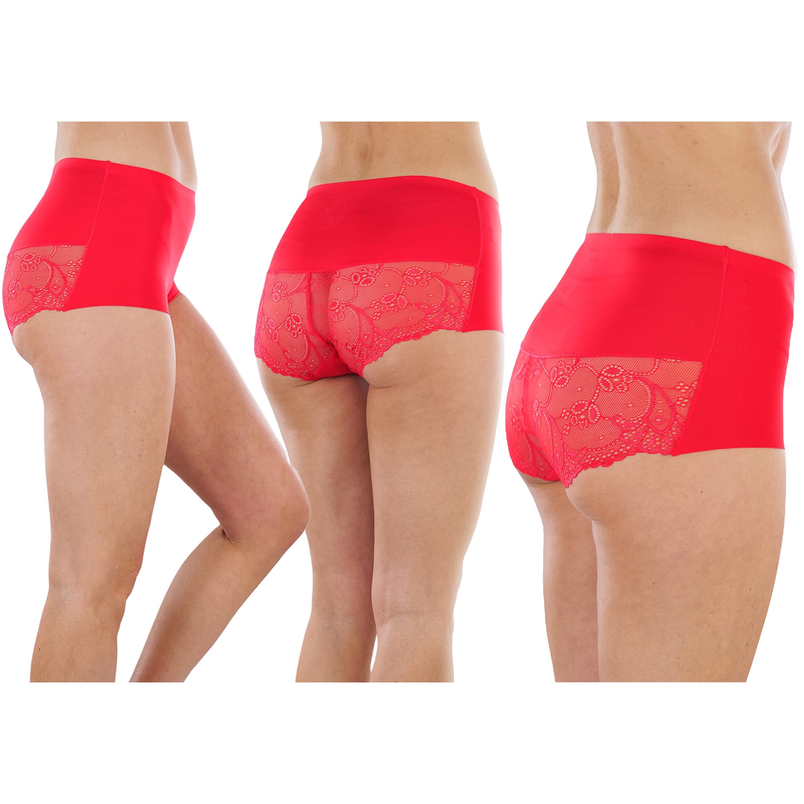 6-Pack: ToBeInStyle Women's High Waisted Seamless Laser Cut Half Lace Cut Off Back Panties Cheap Footlocker