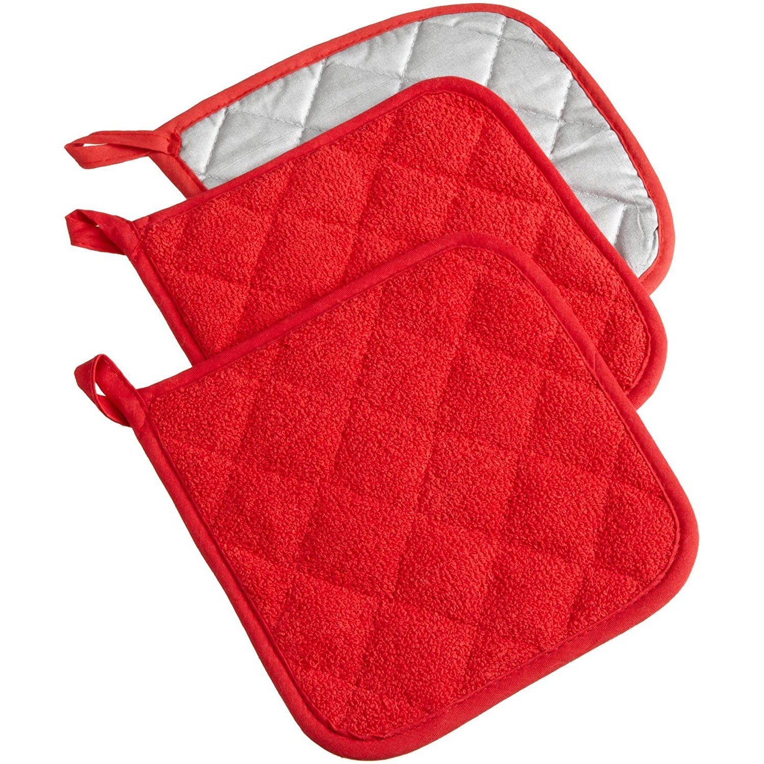 3-Piece: DII Basic Terry Collection Quilted 100% Cotton Potholder Buy Cheap Newest