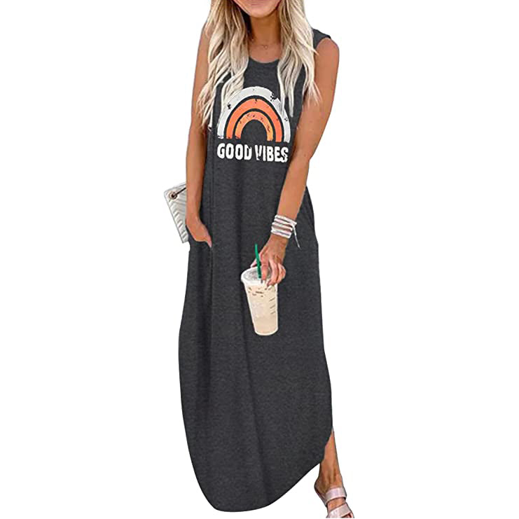 Women's Summer Hawaiian Good Vibes Beach Casual Dress Supply Online