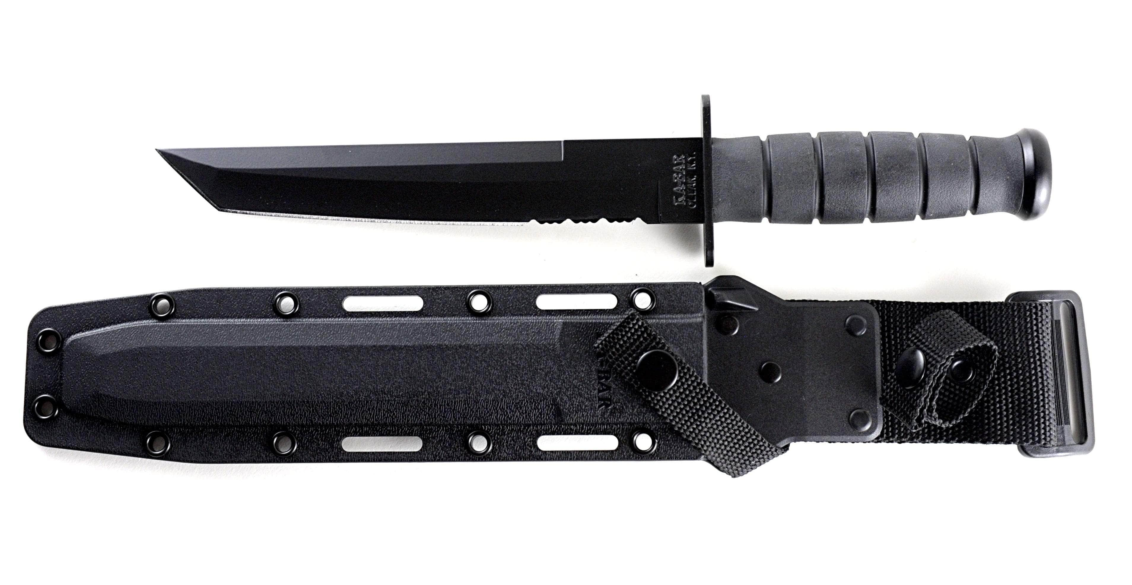 KA-BAR Tanto Fighting Knife, 8 Combo Blade, Kraton G Handle, Kydex Sheath - 1245 Outlet Pices