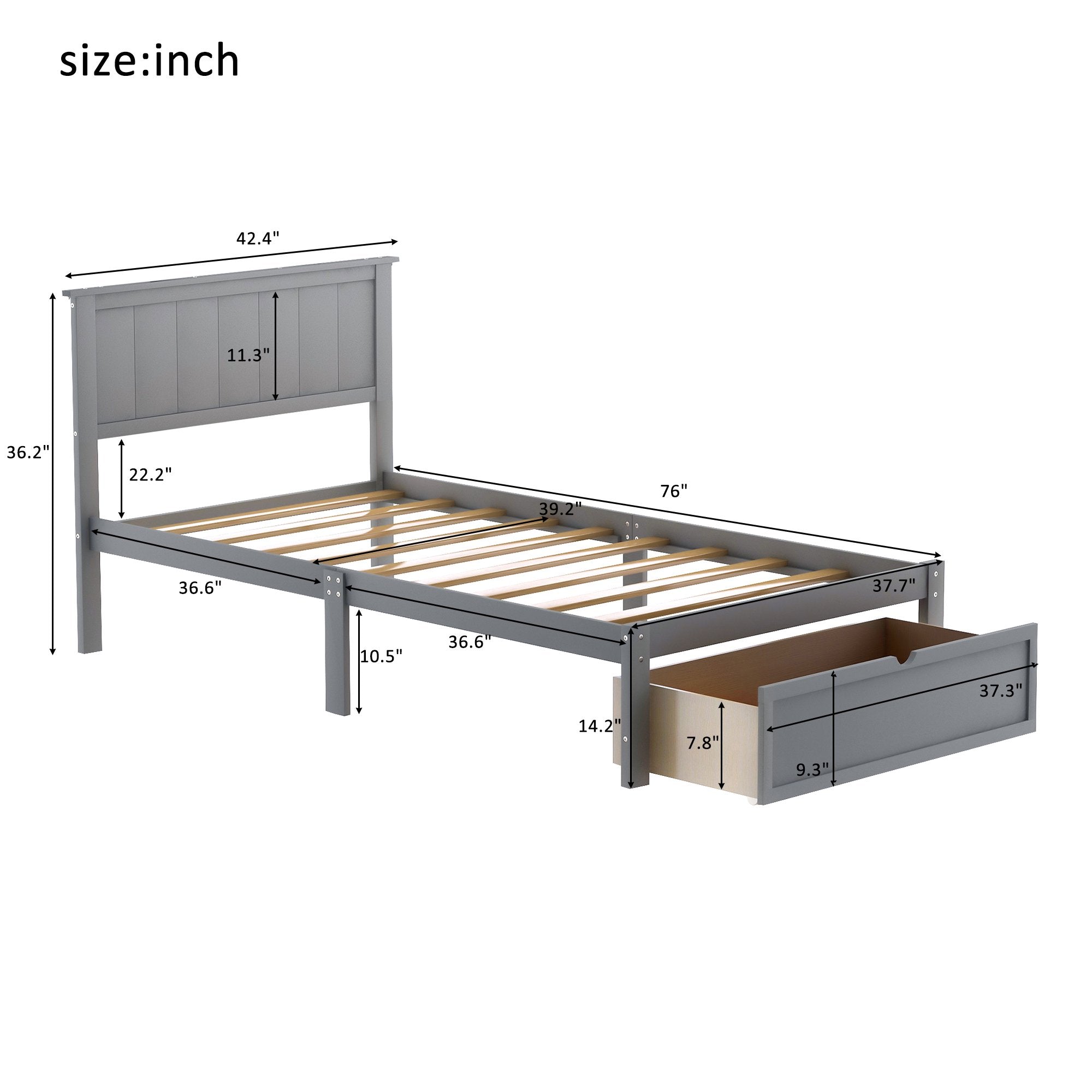 Twin Size Platform Bed with Storage Discount Order