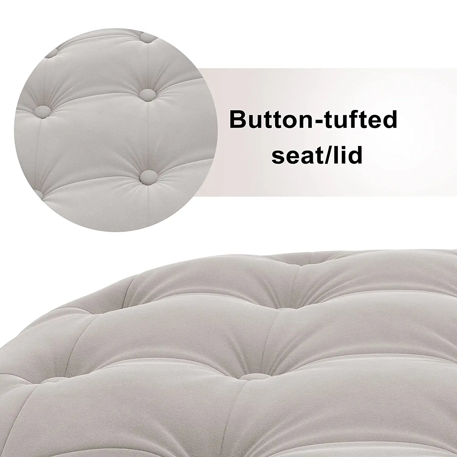 29.5 Tufted Velvet Round Ottoman Classic Button Living Room Footrest with Storage Best Pices Online