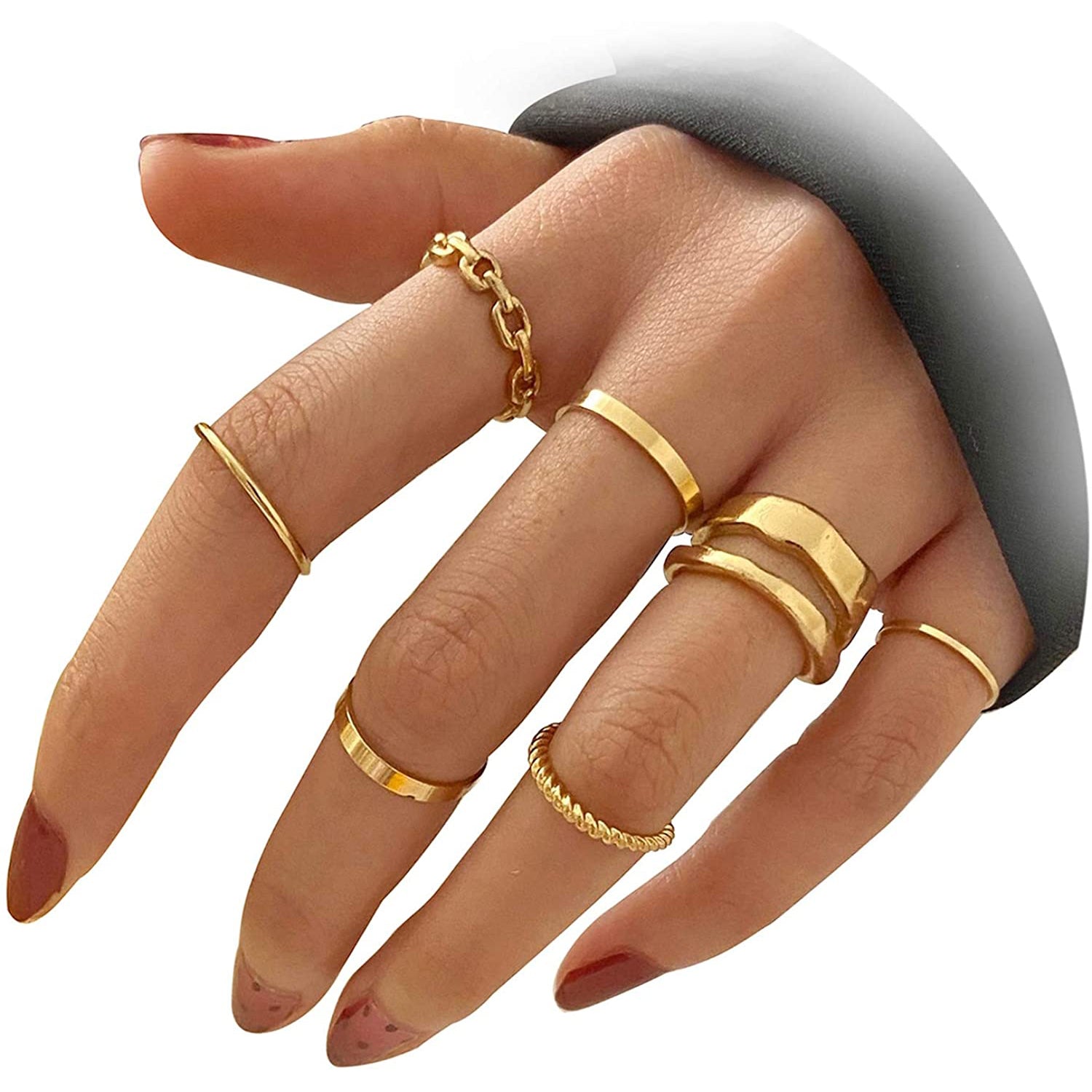 7-Piece: Women's Gold Knuckle Ring Set For Sale Sale Online