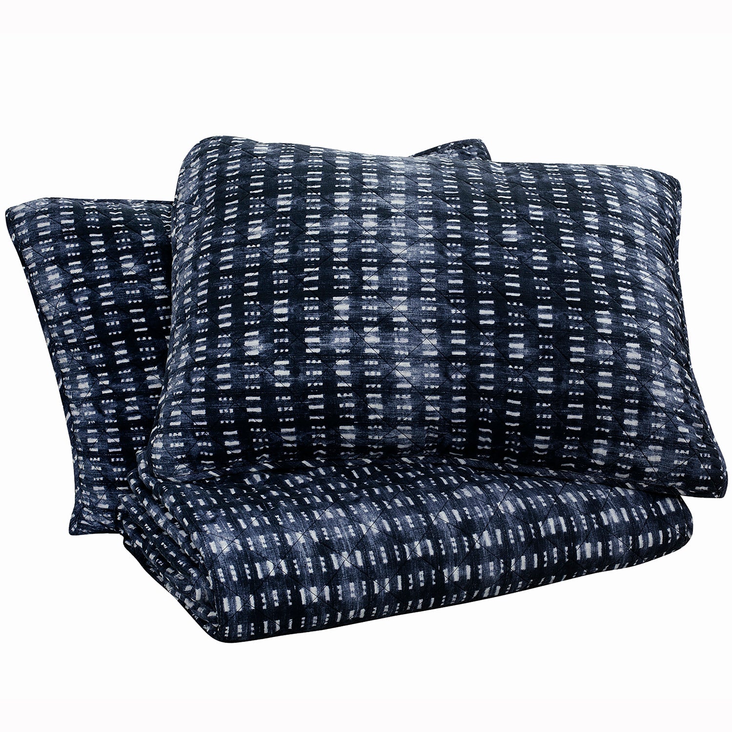 3-Piece: Global Indigo Mudcloth Cotton Quilt Set Outlet Explore