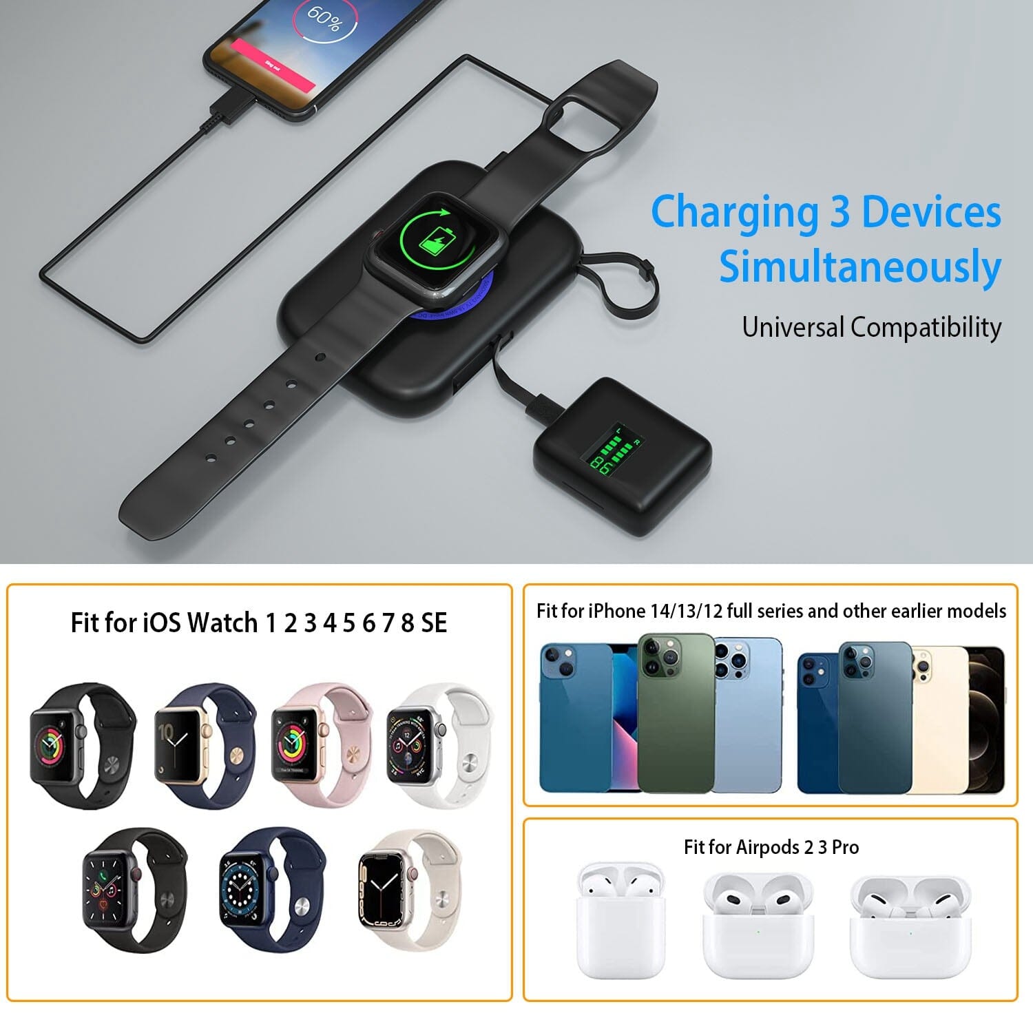 3-in-1 Wireless Charger Portable Magnetic Power Bank Buy Cheap Free Shipping