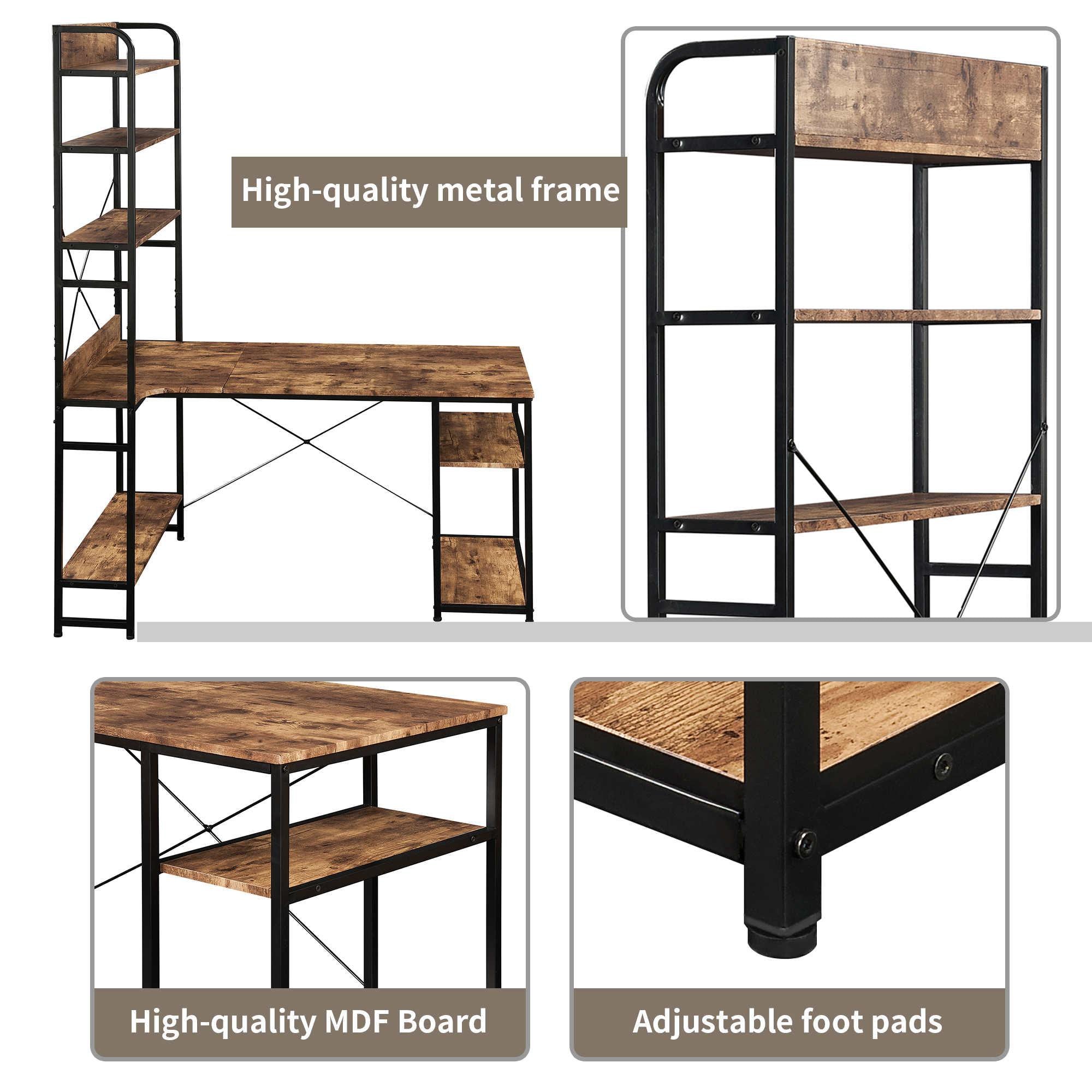 Computer Desk with 4 Tier Storage Shelves Large L-Shaped Clearance Shop