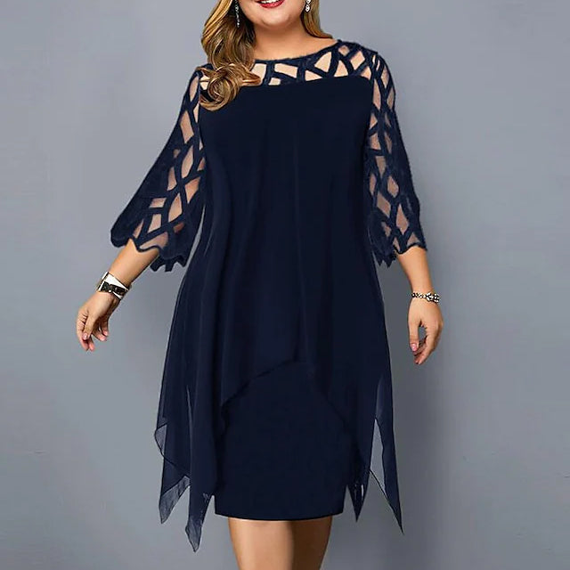 Women's Plus Size Solid Color Sheath Dress Outlet Cheap Pices