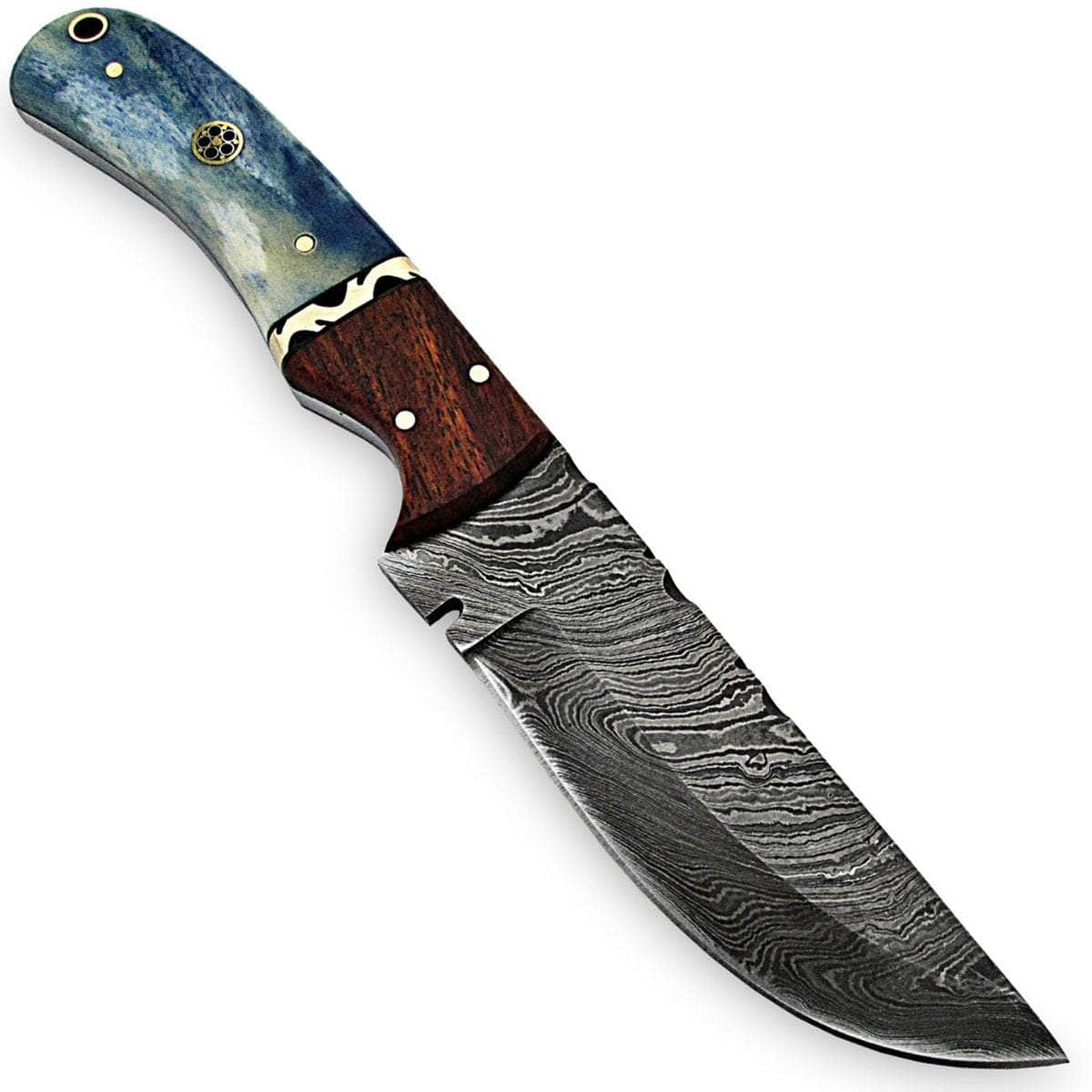 White Deer Blue Bunyan Knife, 4.4 Damascus Blade, Bison Bone & Hardwood Handle, Sheath - WDM-2379 Great Deals Sale Online