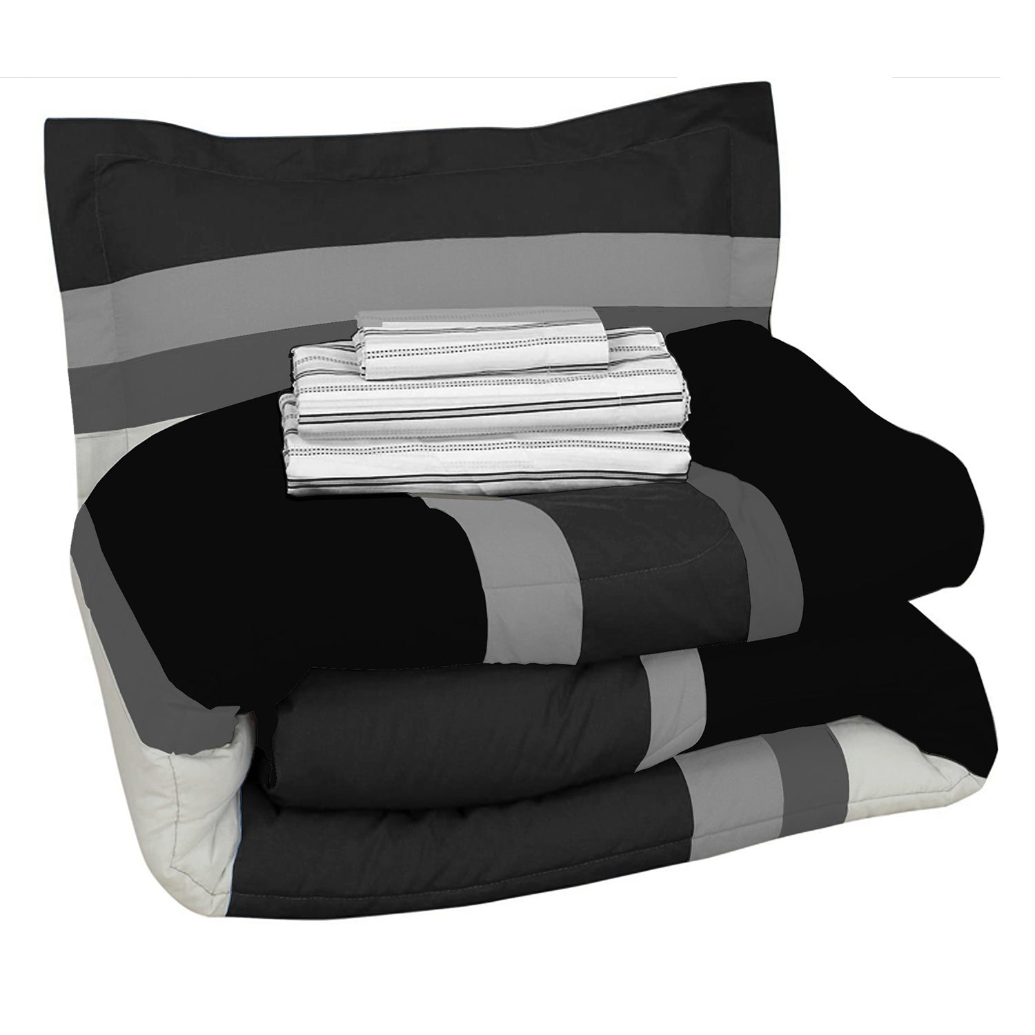 Brooklyn Flat Rugby Stripe Bed-in-a-Bag Set Supply