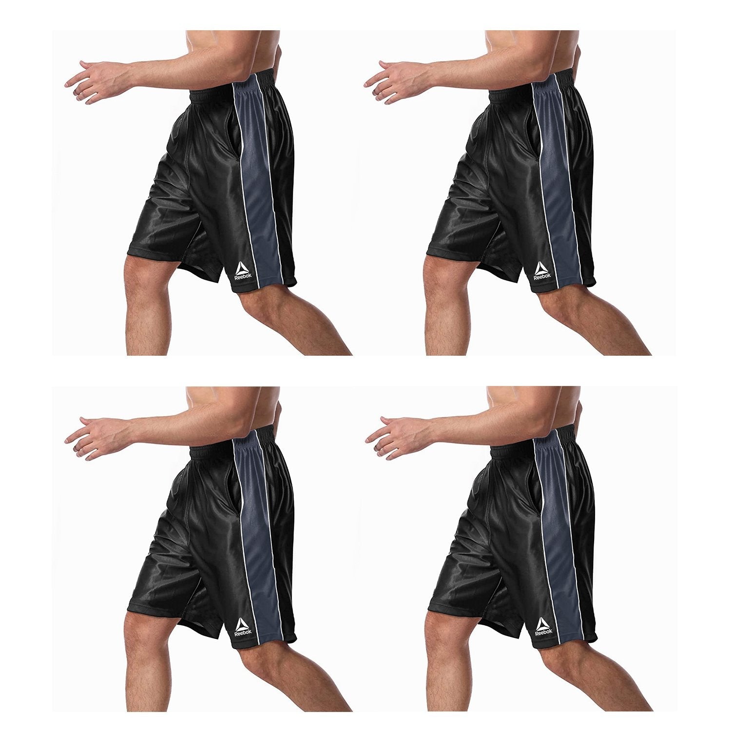 4-Pack: Reebok Men's Two Toned Athletic Performance Dazzle Shorts With Pockets Outlet 2025 Newest