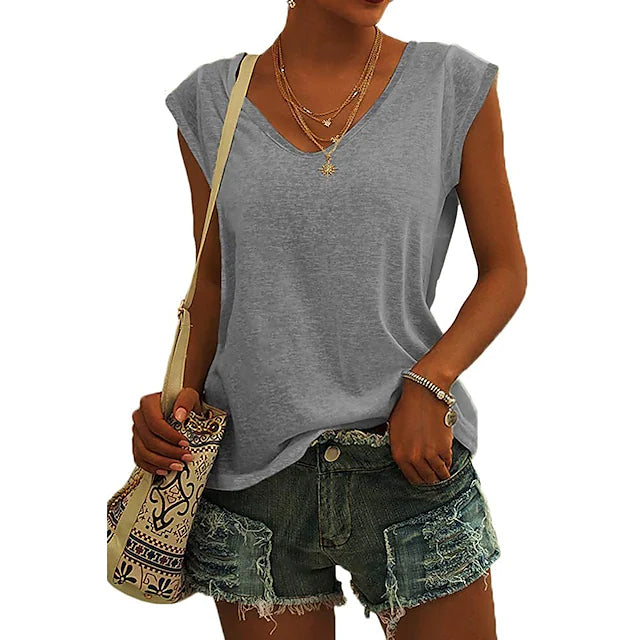 Women's Cap Sleeve T-Shirt Casual Loose Fit Tank Top Sale Best Sale