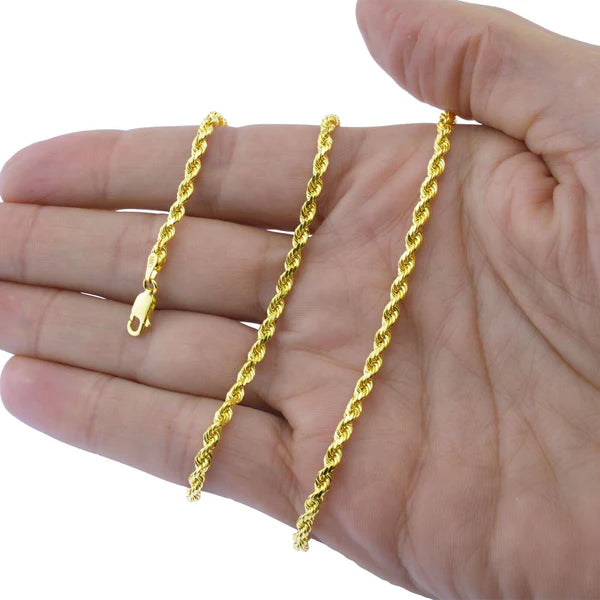 14K Solid Yellow Gold 3mm Rope Necklace Chain Buy Cheap Find Great