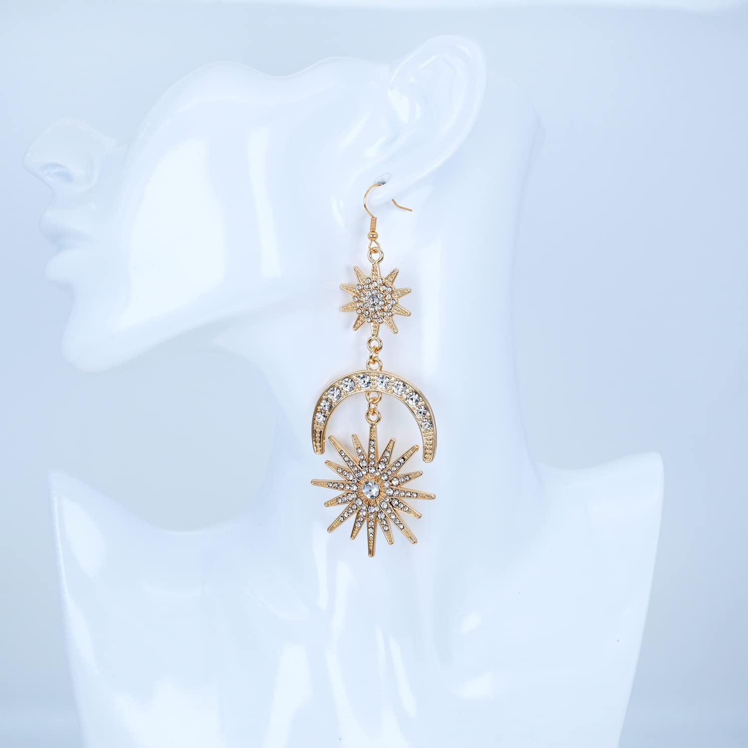 Exaggerated Luxury Sun Moon Stars Drop Earrings Get Authentic Sale Online