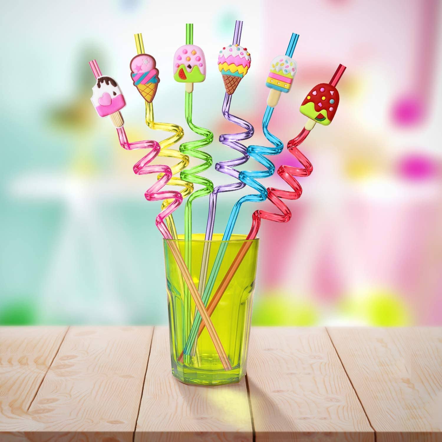 24-Pack: Reusable Ice Cream Straws for Birthday Party Supplies Discount Supply