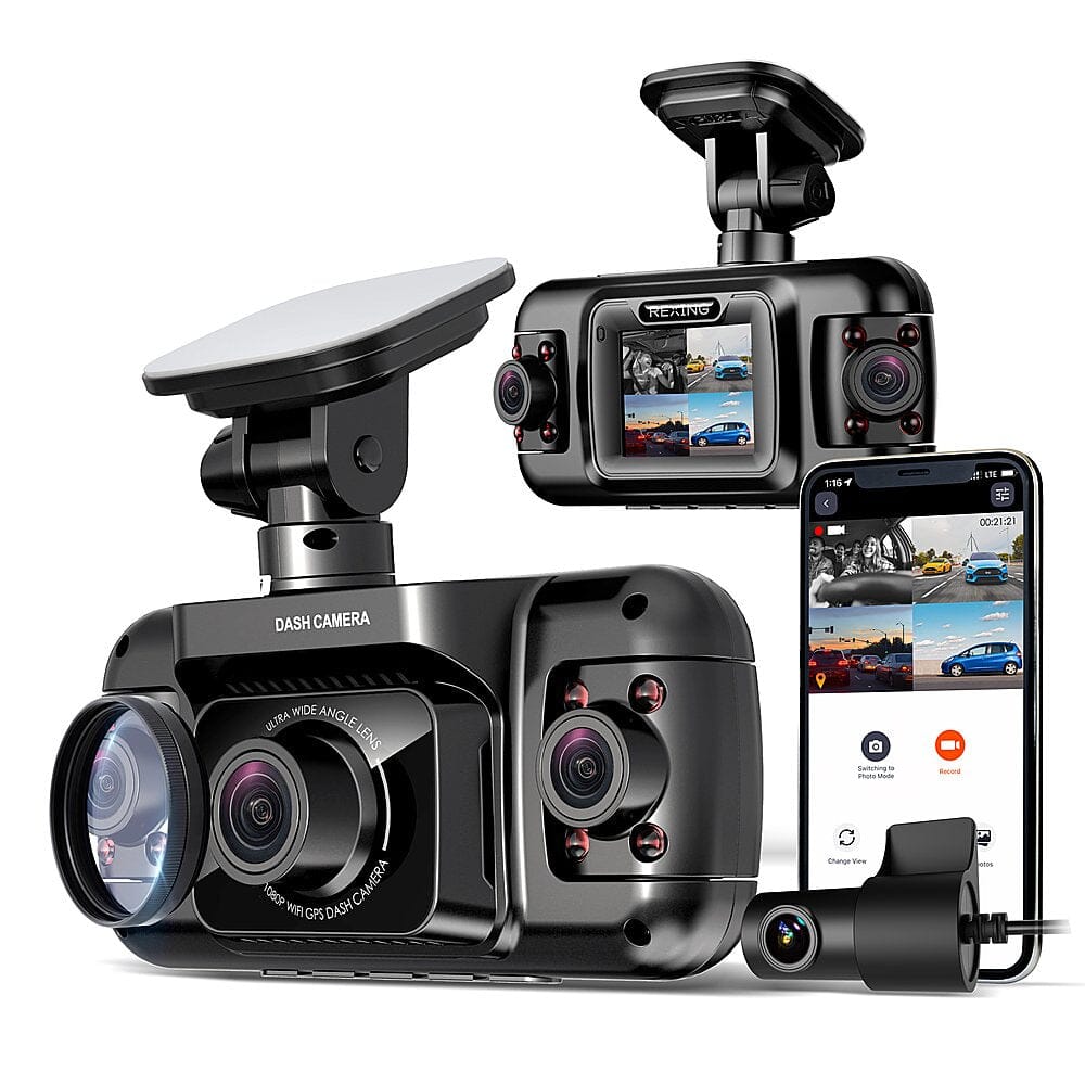 Rexing - R4 4 Channel Dash Cam with All Around 1080p Resolution, Wi-Fi, and GPS - Black  (Refurbished) Free Shipping Online