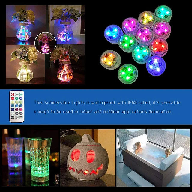 12-Piece: LED RGB Diving Light Remote Control Decorative Light Find Great Online