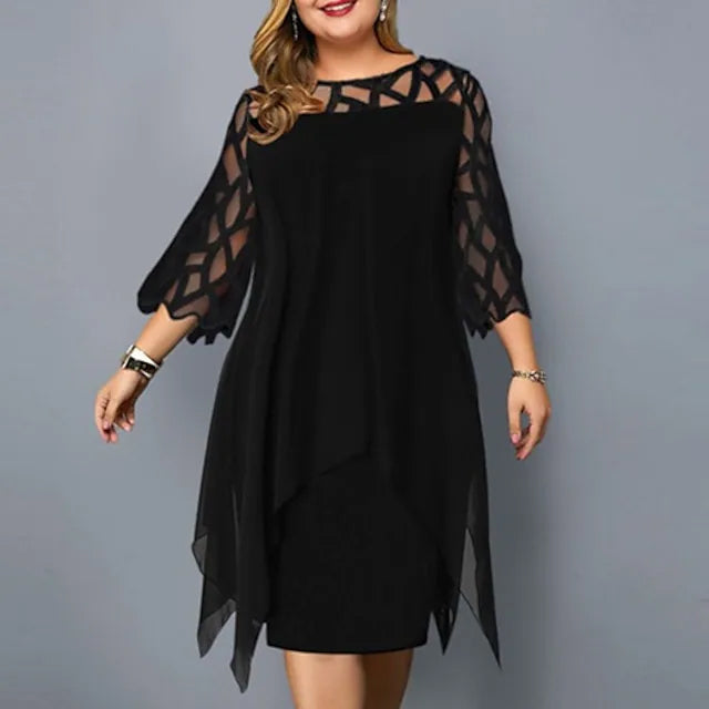 Women's Plus Size Solid Color Sheath Dress Outlet Cheap Pices