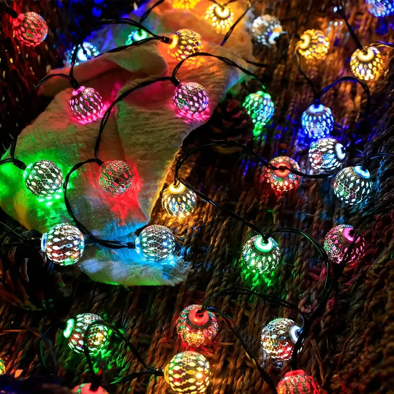 20 LED Moroccan Ball Solar String Lights Fashion Style Online