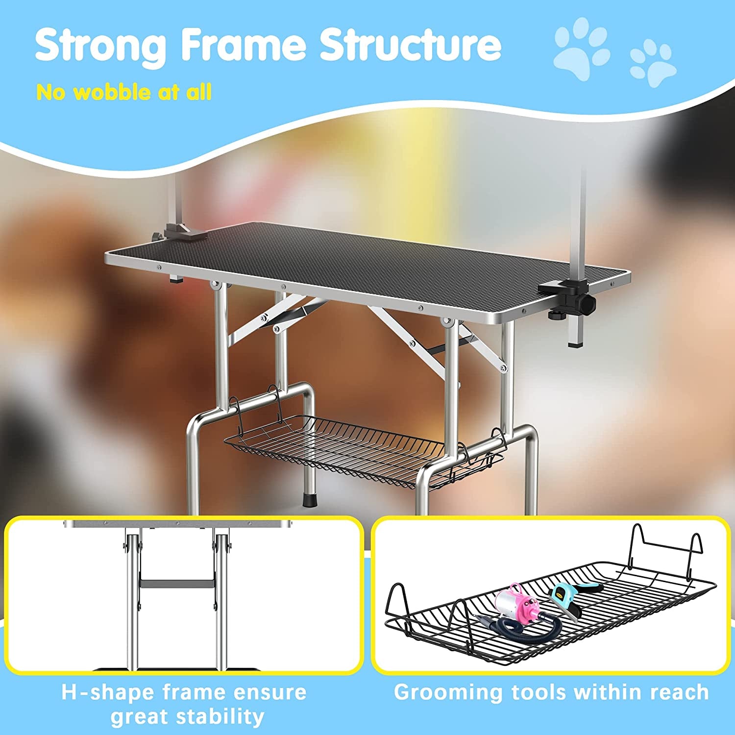 Adjustable Pet Large Foldable Dog Grooming Table with Arms Outlet Clearance