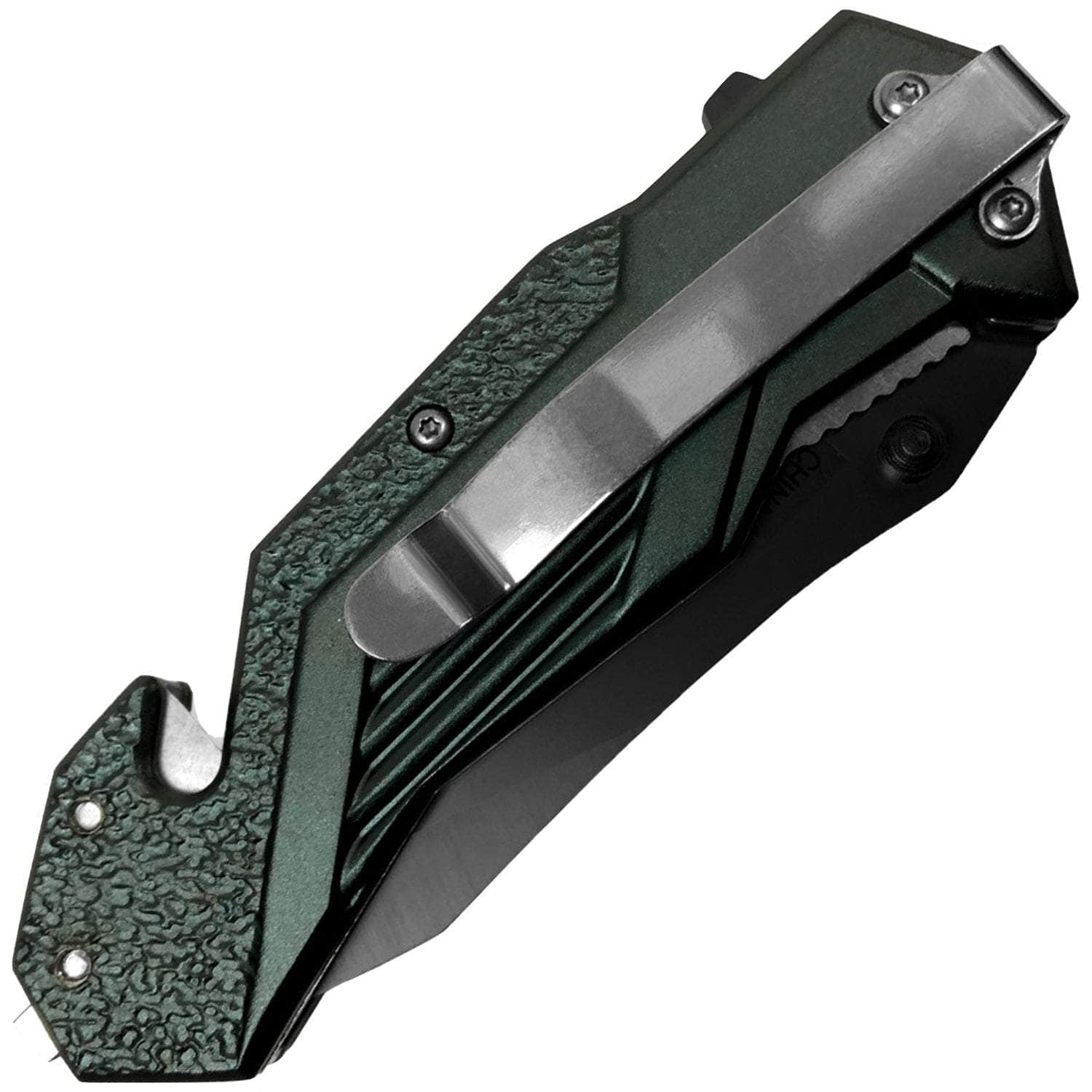 Alpha Tactical Glass Breaking Folding Knife, 3.25 Blade, Green Handle EW-859 / SP-859 In China Cheap Online