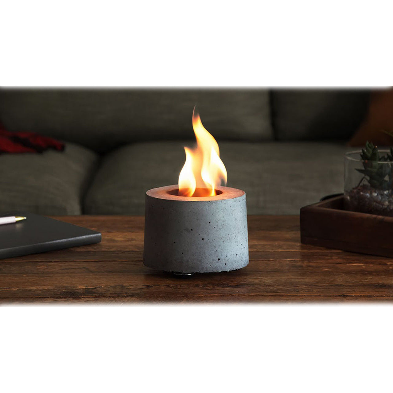 Cement Tabletop Fireplace with Metal Cup and Cork Base Cheap Pice