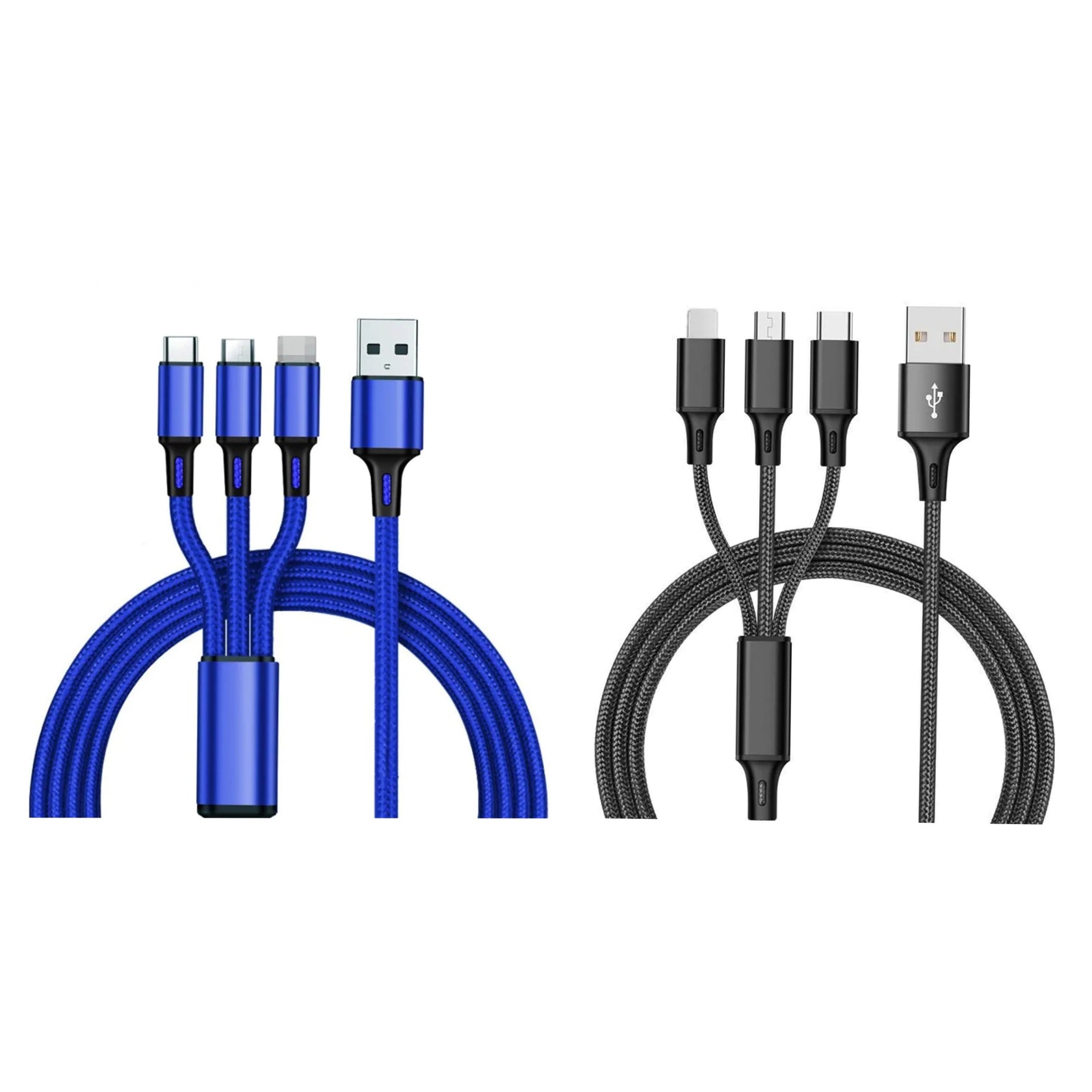 2-Pack: 3-in-1 Nylon Braided 4FT 3A Charging Cable Outlet Shop