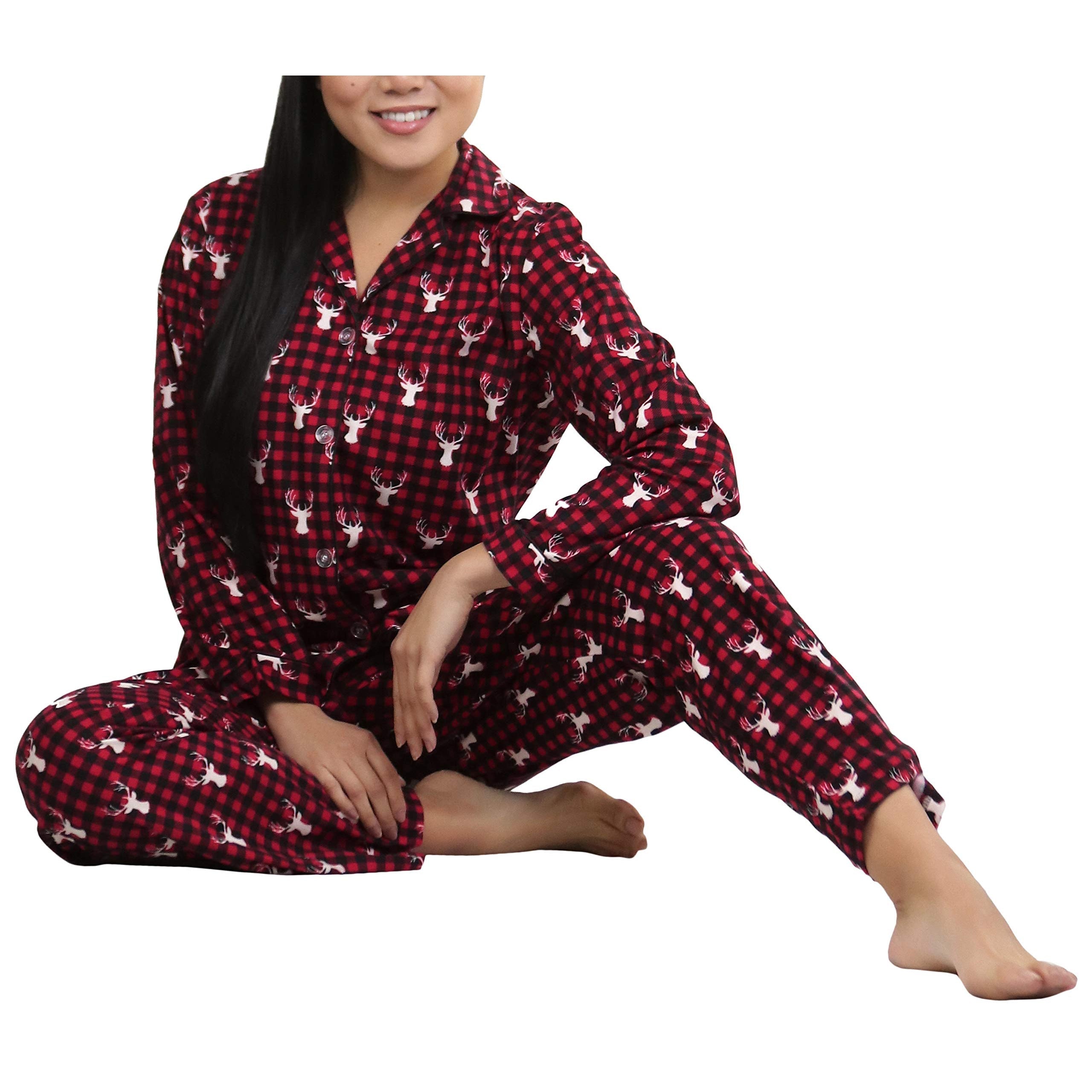 2-Piece Set: ToBeInStyle Women's Long Sleeve Button Down Top and Drawstring Bottom Pajama Set Cheap View