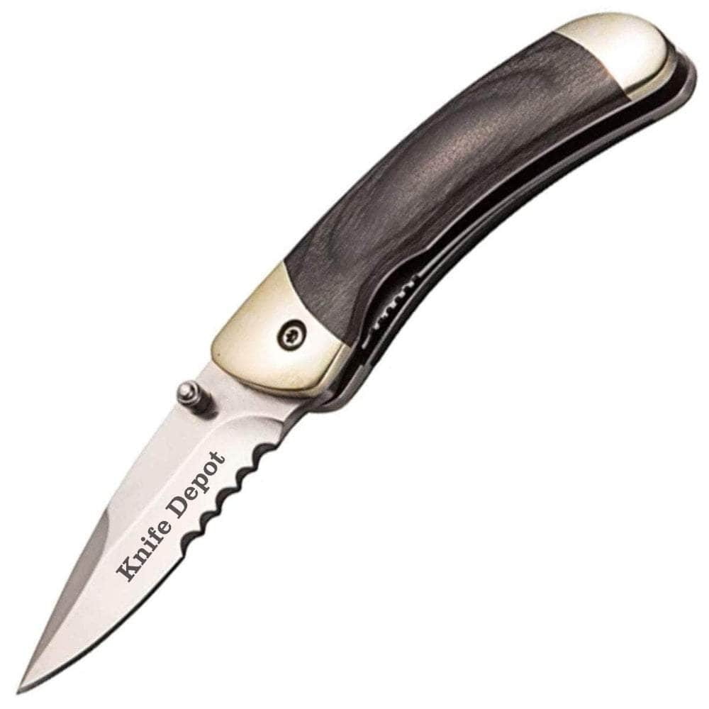 Engraved Parker River Classic Folding Knife, 2.75 Blade, Gray Wood Handle Best Deals