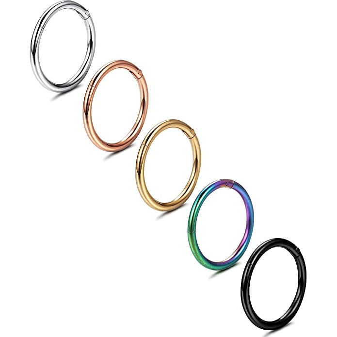 5-Piece: Stainless Steel Septum Piercing Nose Hoop Ring New Arrival