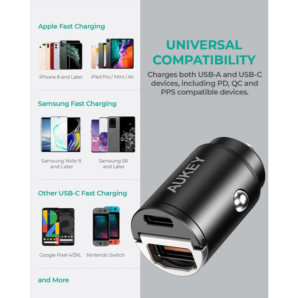 AUKEY Car Charger 30W Dual-Port Manchester For Sale