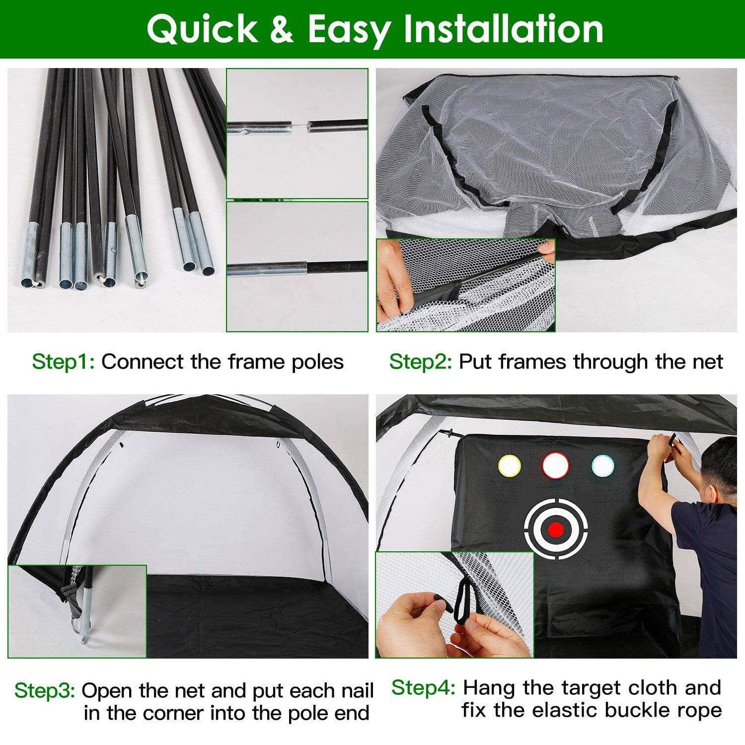 Golf Training Aids Driving Hitting Nets with Tri-Turf Golf Mat Target Cloth 10 Golf Balls 7 Golf Tees 2 Rubber Golf Tee Holders Carry Bag for Indoor Outdoor Sports Free Shipping Best