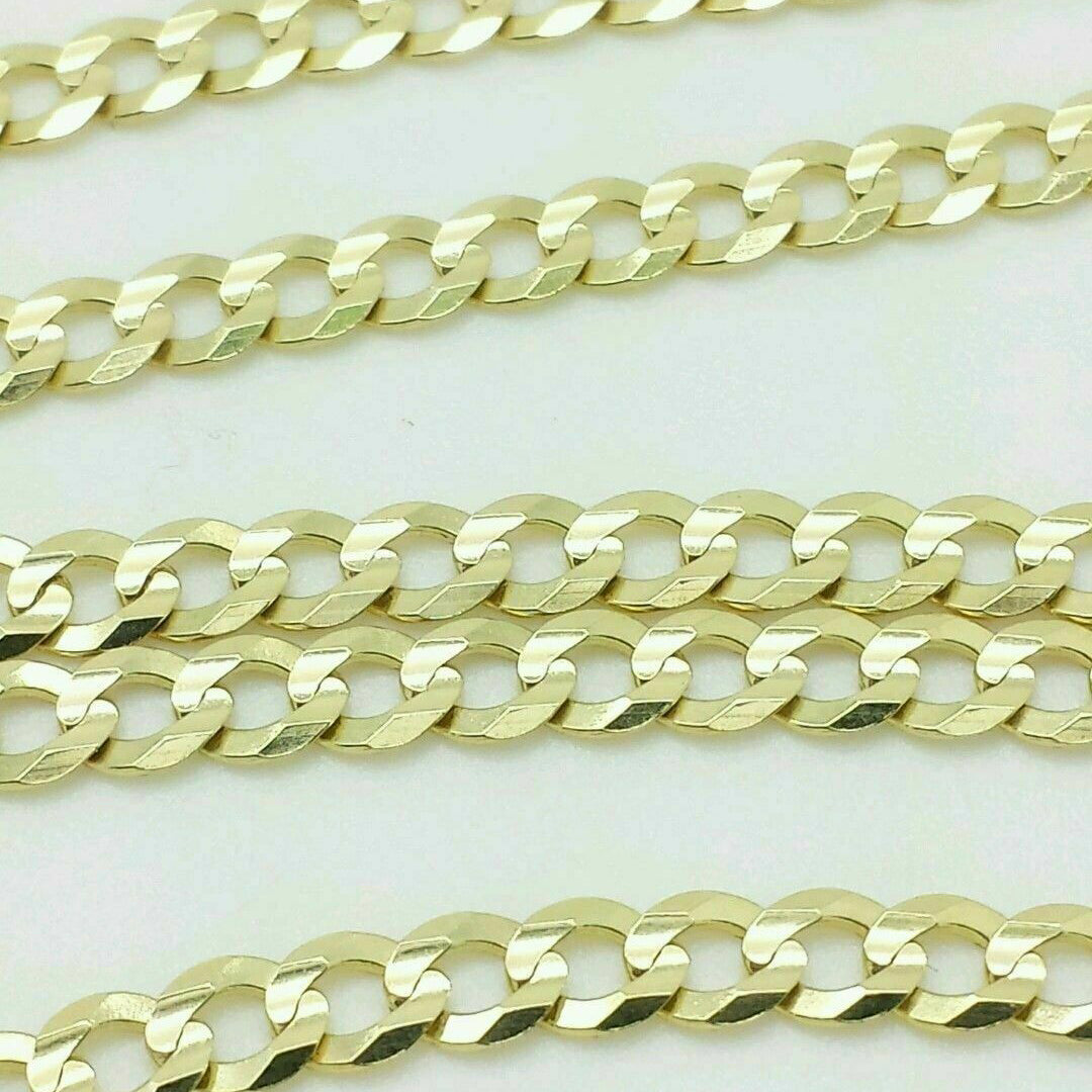 18K Solid Gold Cuban Chain Necklace Men Women 4mm Sale Low Pice