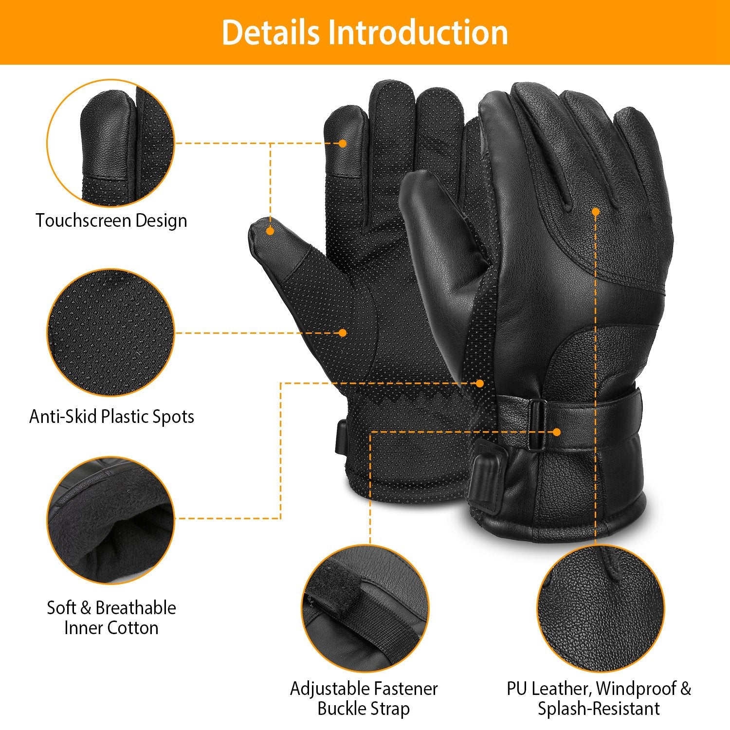 Electric Heated Touchscreen Thermal Gloves Leather USB Plug Cost For Sale