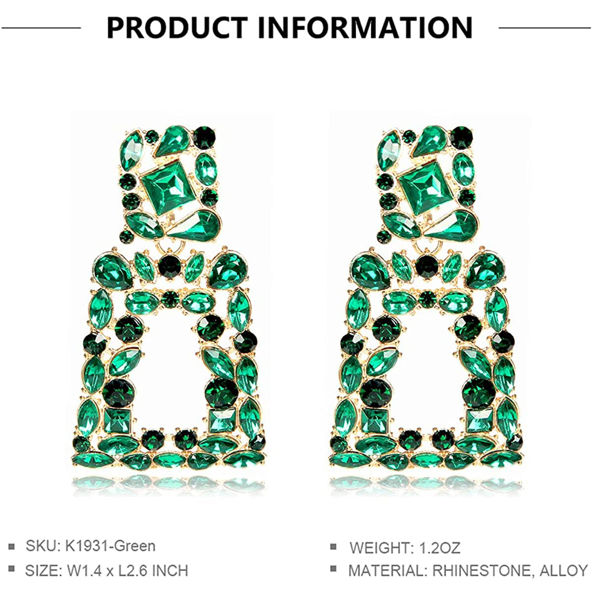 Women's Rhinestone Rectangle Drop Earrings Cheap Pice Store