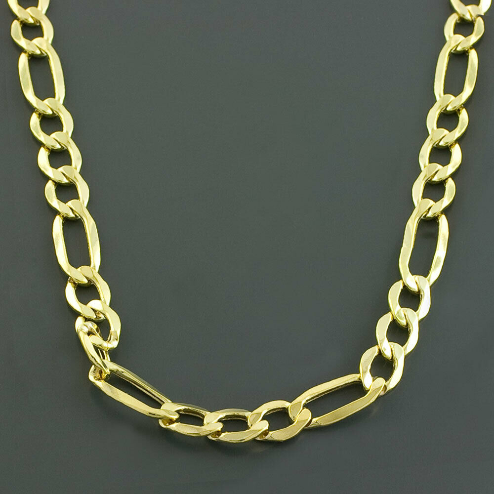 14K Solid Yellow Gold Thick Figaro Chain Necklace Genuine Cheap Pice