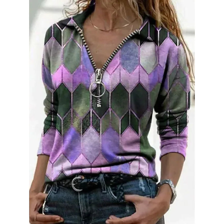 Women's Everyday V Neck Printed Long Sleeves Find Great Cheap Online