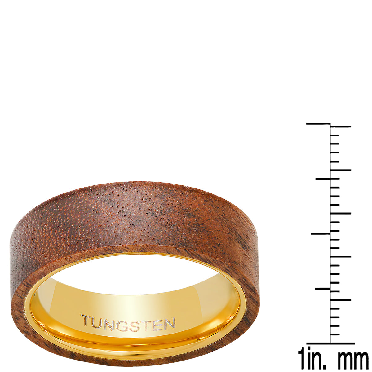 Men's 18k Gold Plated Tungsten and Wood Band Ring Choice