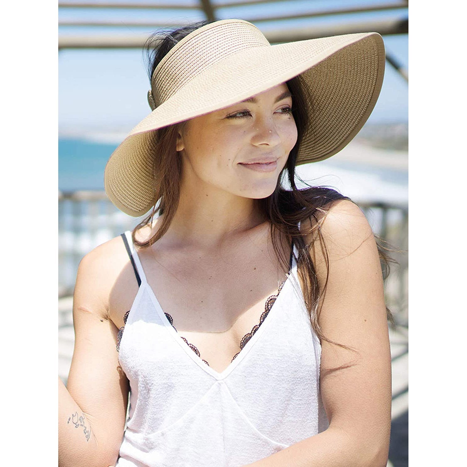 Women's Wide Brim Roll-up Straw Sun Hat Sun Visor 2025 New Cheap Pice