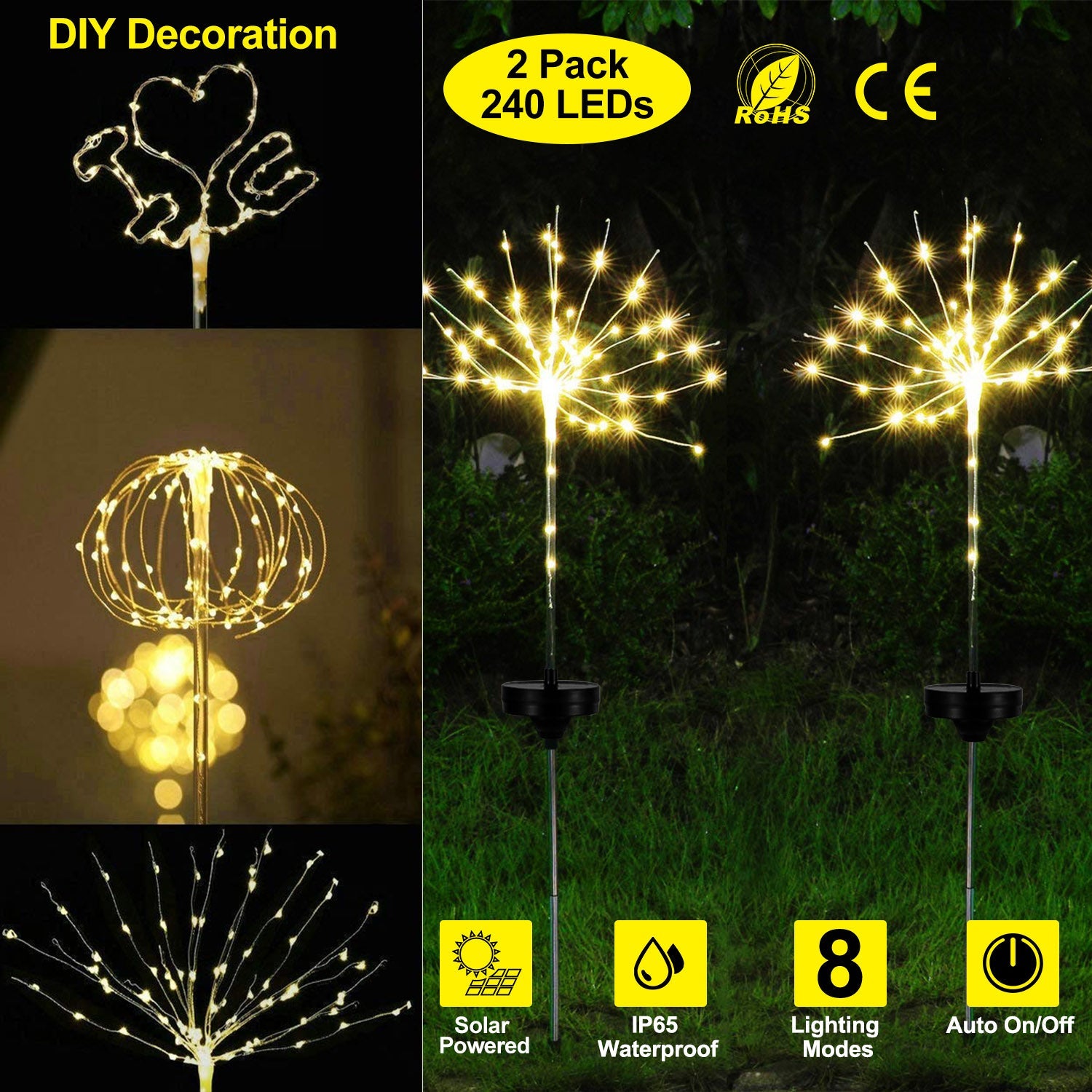 2-Piece: Solar Powered Starburst Garden Lights Cheap Pice