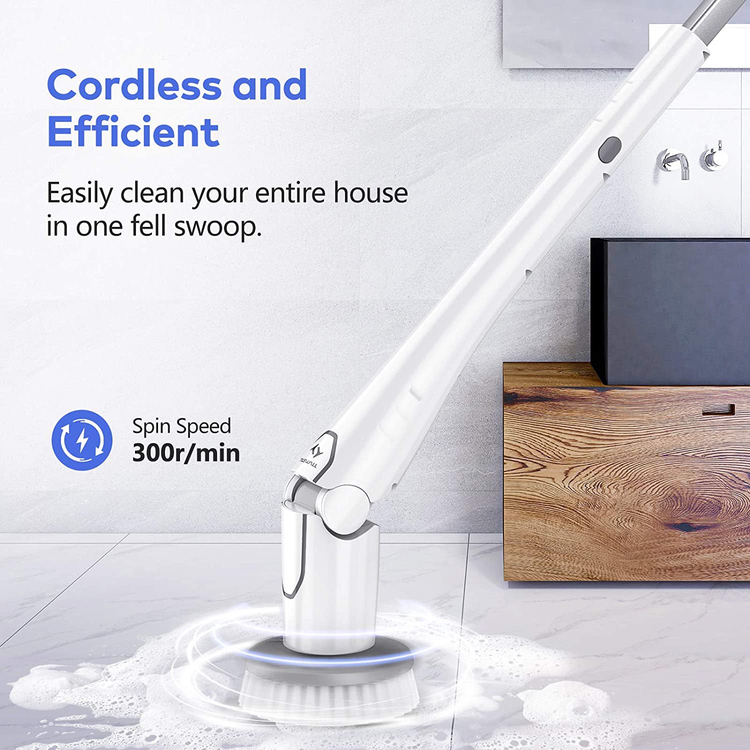 Tilswall Electric Spin Scrubber, Cordless Grout Shower 360 Power Bathroom Cleaner with 4 Replaceable Rotating Brush Heads Sale Best Seller