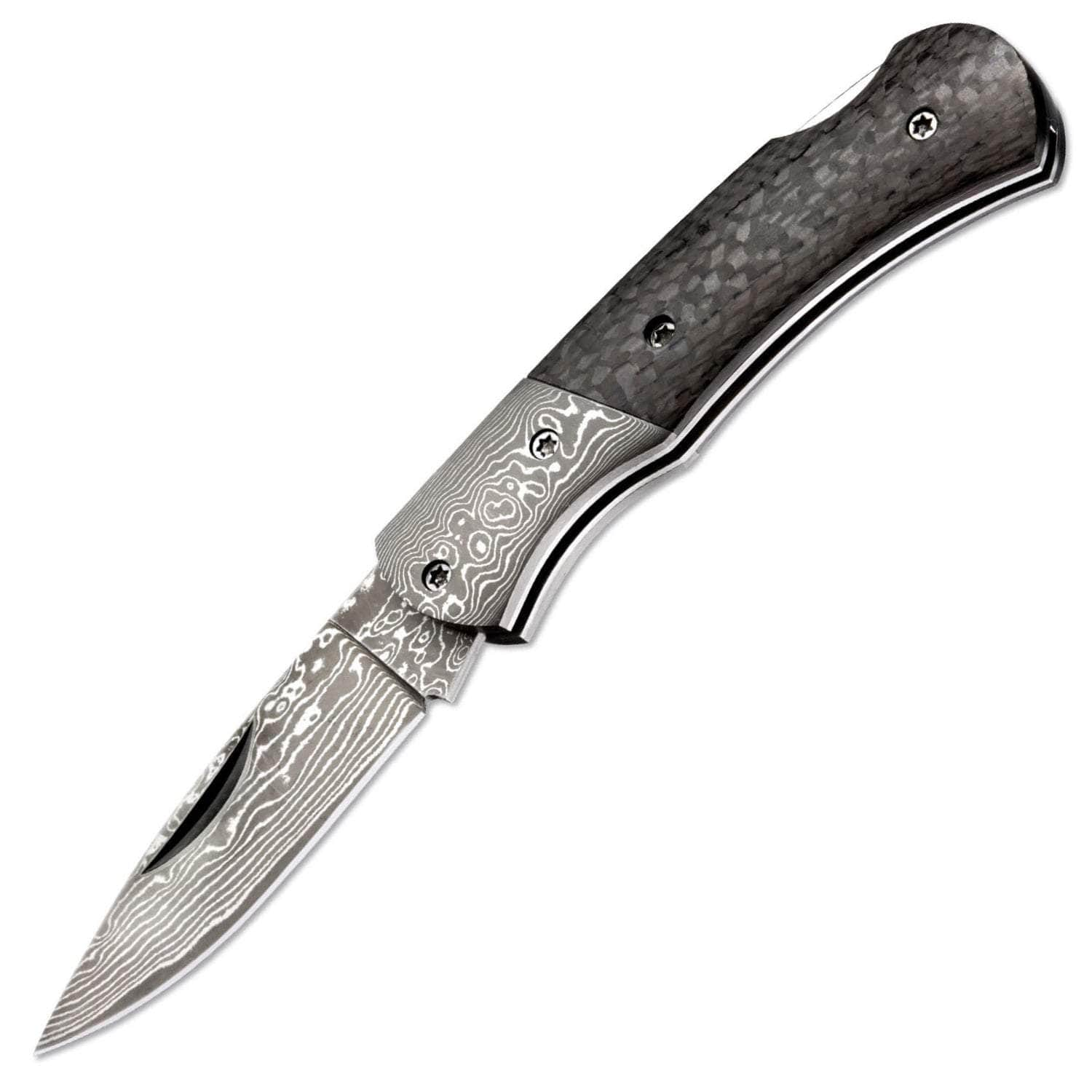 Boker Magnum DC Damascus Folder, 2.28 Blade, Carbon Fiber Handle - 01MB739DAM Looking For Sale Online