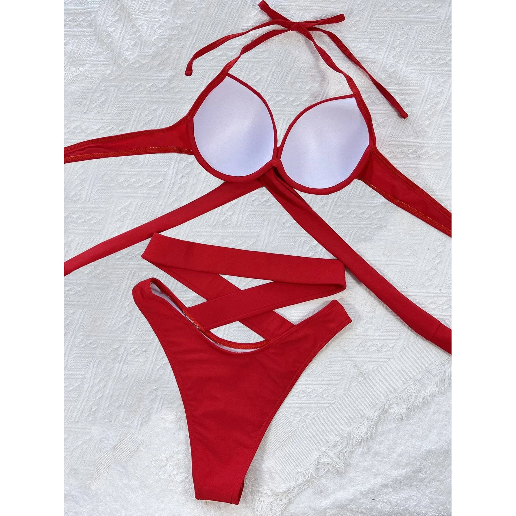 Criss Cross Wrap Push Up Bikini Swimsuit Reliable Sale Online